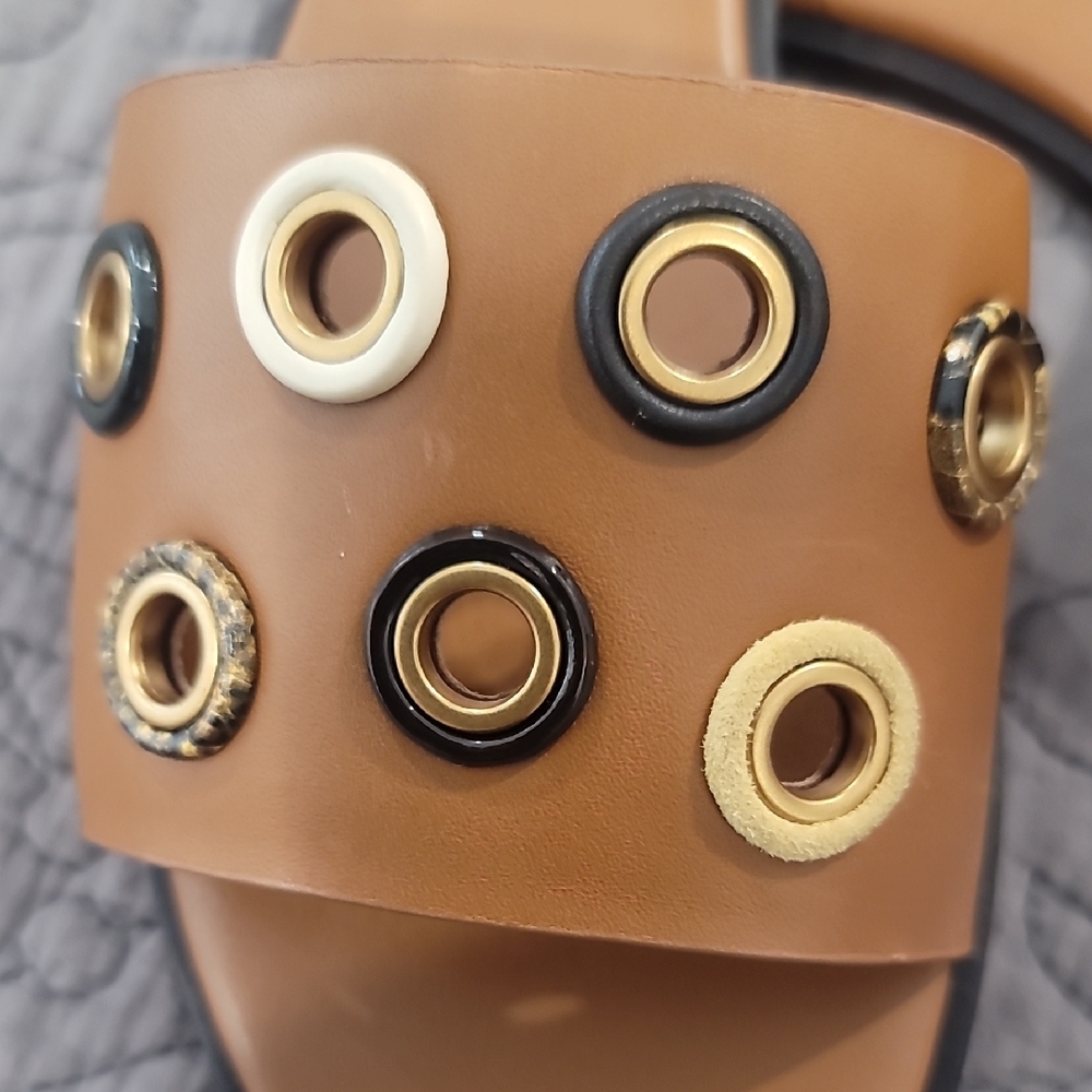 Tory Burch Tan Sandals with Gold and Black Accents - Picture 6 of 6